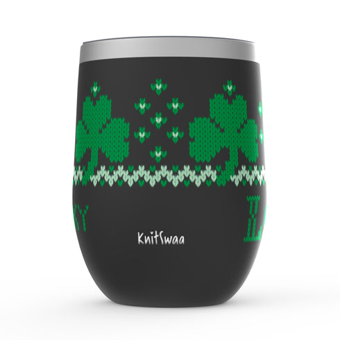 Shamrock Stemless Wine Tumblers, Irish Knitter Wine Tumbler, Knitter Gift, Red Headed Knitter Gift, Knitting Tumbler